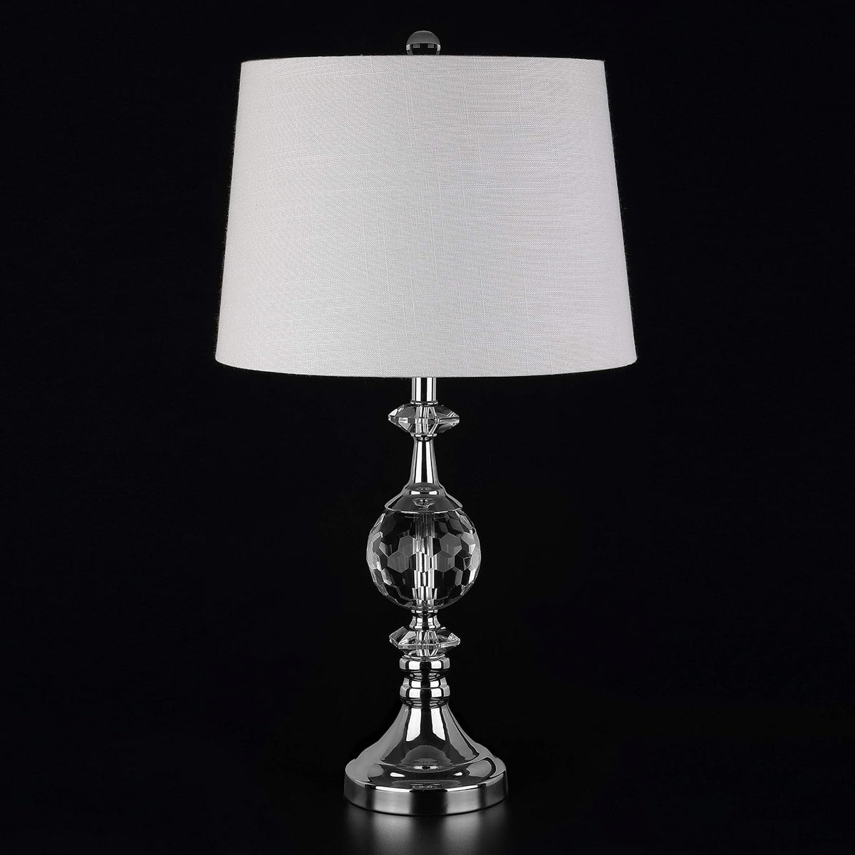 JONATHAN Y Channing Table Lamp 25.5" Crystal and Metal, Clear/Chrome