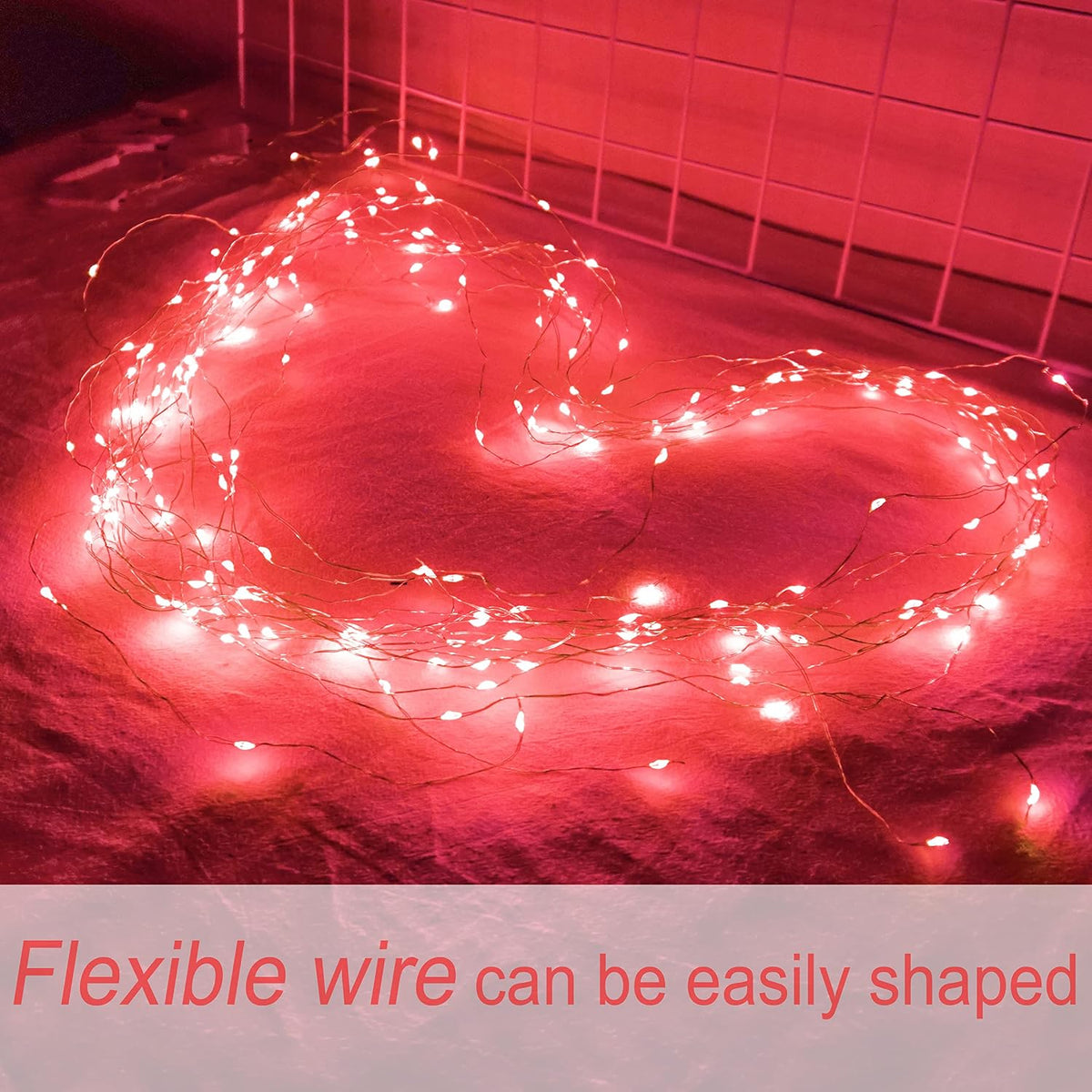 SmilingTown Battery Operated Fairy String Lights 24 Pack 20 LED 7.2ft Starry Firefly Copper Wire for Wedding Party Table Centerpiece Halloween Christmas Decorations (Red)