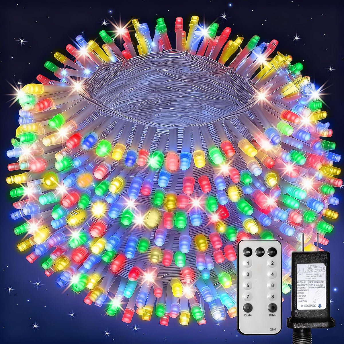 Christmas Lights Outdoor,66ft Multicolor Christmas String Lights - Remote
