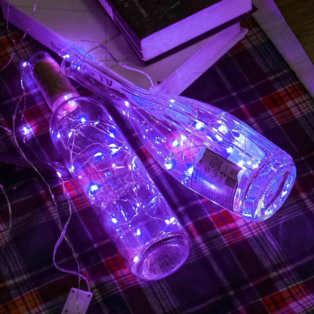 SmilingTown Fairy Lights Battery Operated Starry Firefly Silvery Wire String Lights 15 Pack 7.2ft 20 LED Jar Table Centerpiece for Wedding Christmas Halloween Party Decoration (Purple)