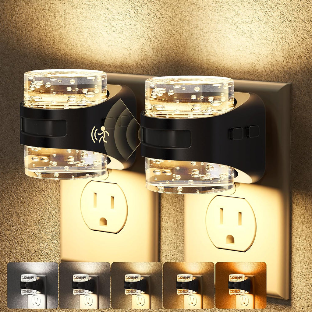 Briignite Motion Sensor Night Light 2Pcs Bubble Night Lights Plug into Wall