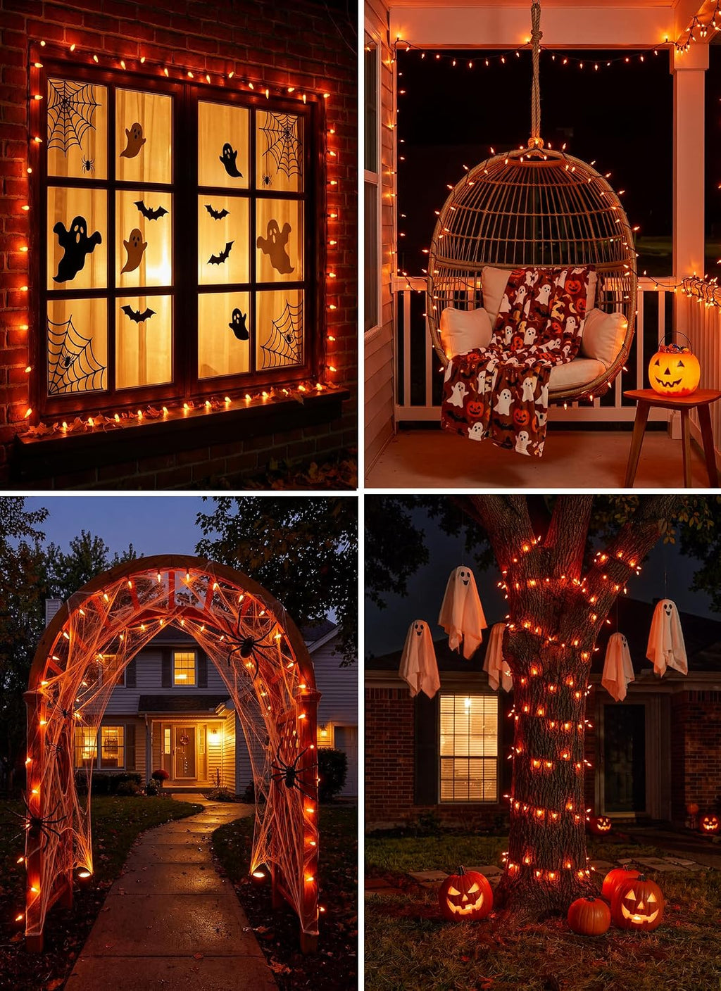 Minetom Orange Halloween String Lights Outdoor, 39Ft 100LED Christmas Light