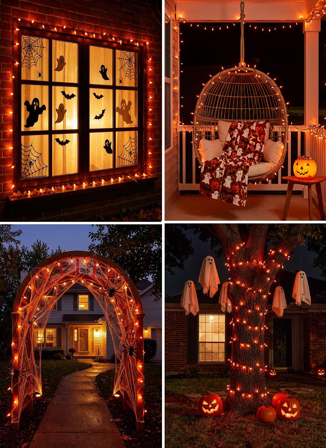 Minetom Orange Halloween String Lights Outdoor, 39Ft 100LED Christmas Light