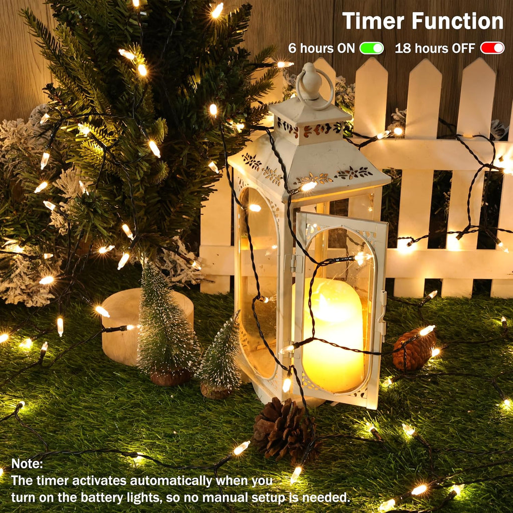Lomotech Battery Christmas Lights - 2 Pack Total 33ft 100LEDs,Warm White