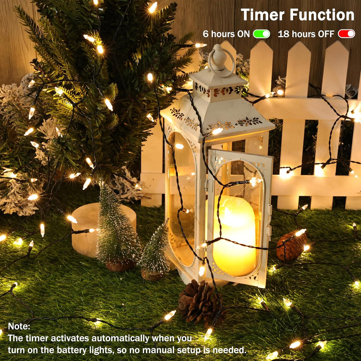 Lomotech Battery Christmas Lights - 2 Pack Total 33ft 100LEDs,Warm White