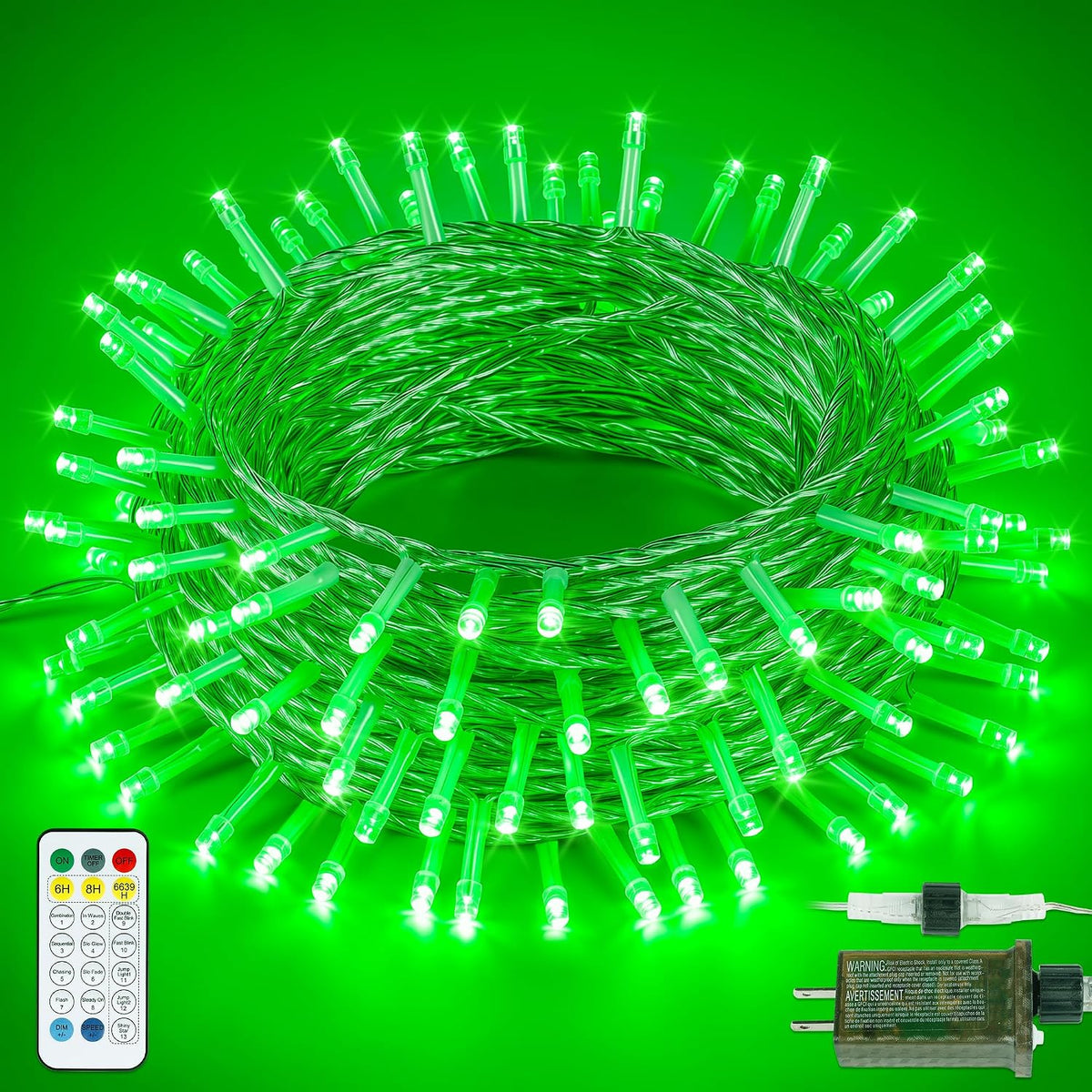 Green Christmas Halloween String Lights, 33FT 100 LED Fairy Lights