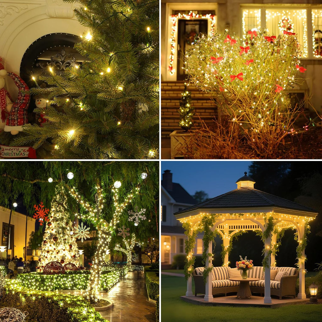 Battery Operated Christmas Lights 33 FT 100 LED Mini String Lights with Timer and 8 Modes for Gardens Courtyards Trees Warm White 2 Pack