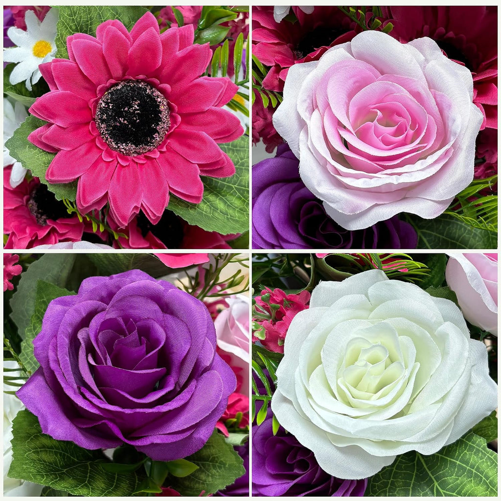 Artificial Flowers for Cemetery Grave Decorations, 2 Pcs