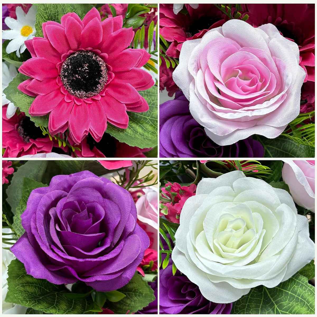 Artificial Flowers for Cemetery Grave Decorations, 2 Pcs