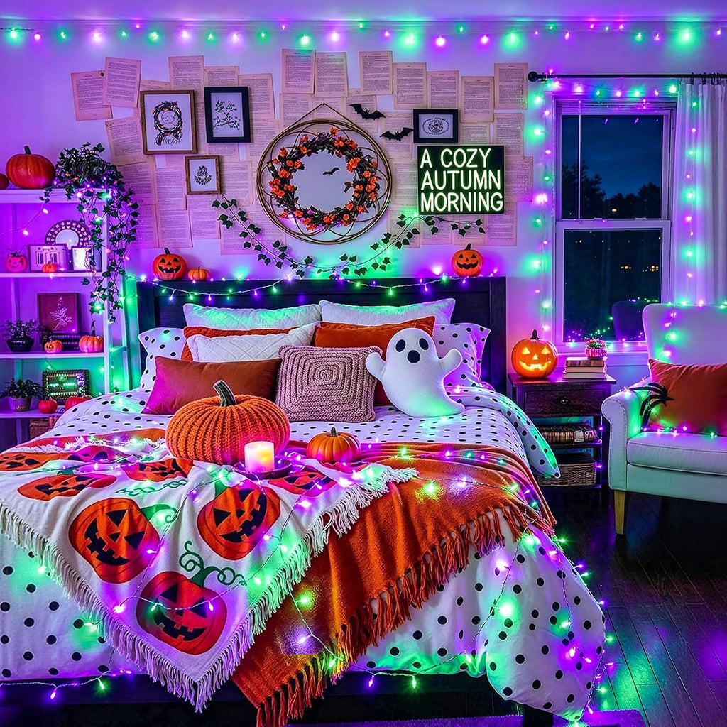 JMEXSUSS 33FT 100 LED Battery Operated Halloween Lights with Remote