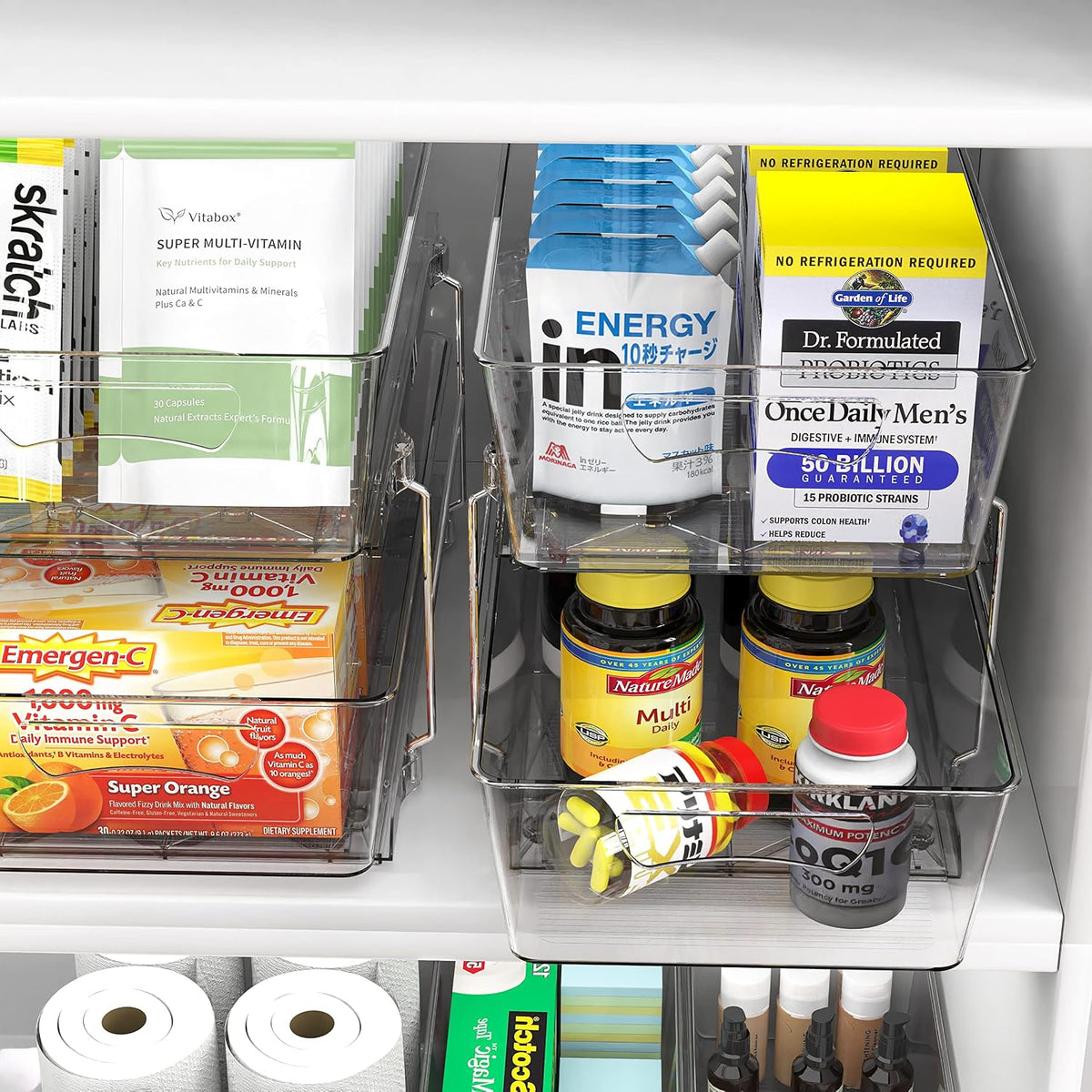 Simple Houseware 2 Tier Basket Drawer Cabinet Pull-Out Organizer, Clear