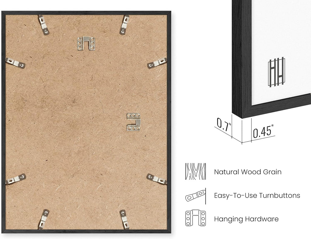 HAUS AND HUES Picture Frames for Wall - Set of 5 Black Photo Frames, Collage (Two 8x10, Three 12x16)