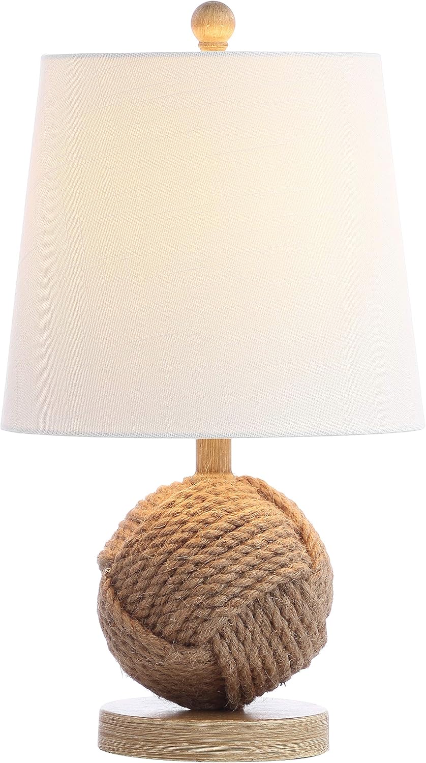 JONATHAN Y Monkey Fist 18" Rope Metal Ball LED Table Lamp, Natural