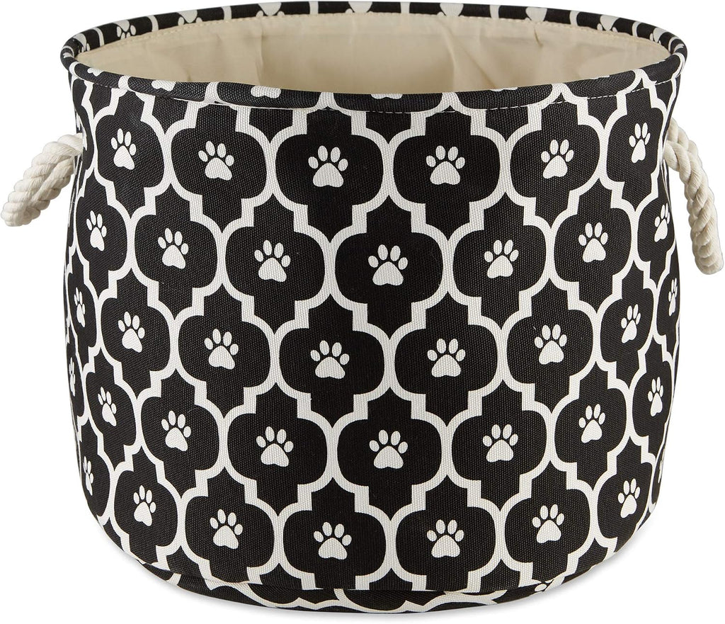 Bone Dry 6192 Pet Storage Collection Lattice Paw Print, Large Round, Black
