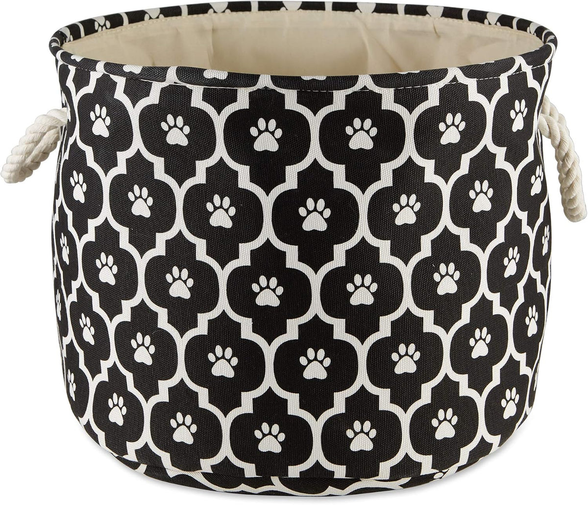 Bone Dry 6192 Pet Storage Collection Lattice Paw Print, Large Round, Black