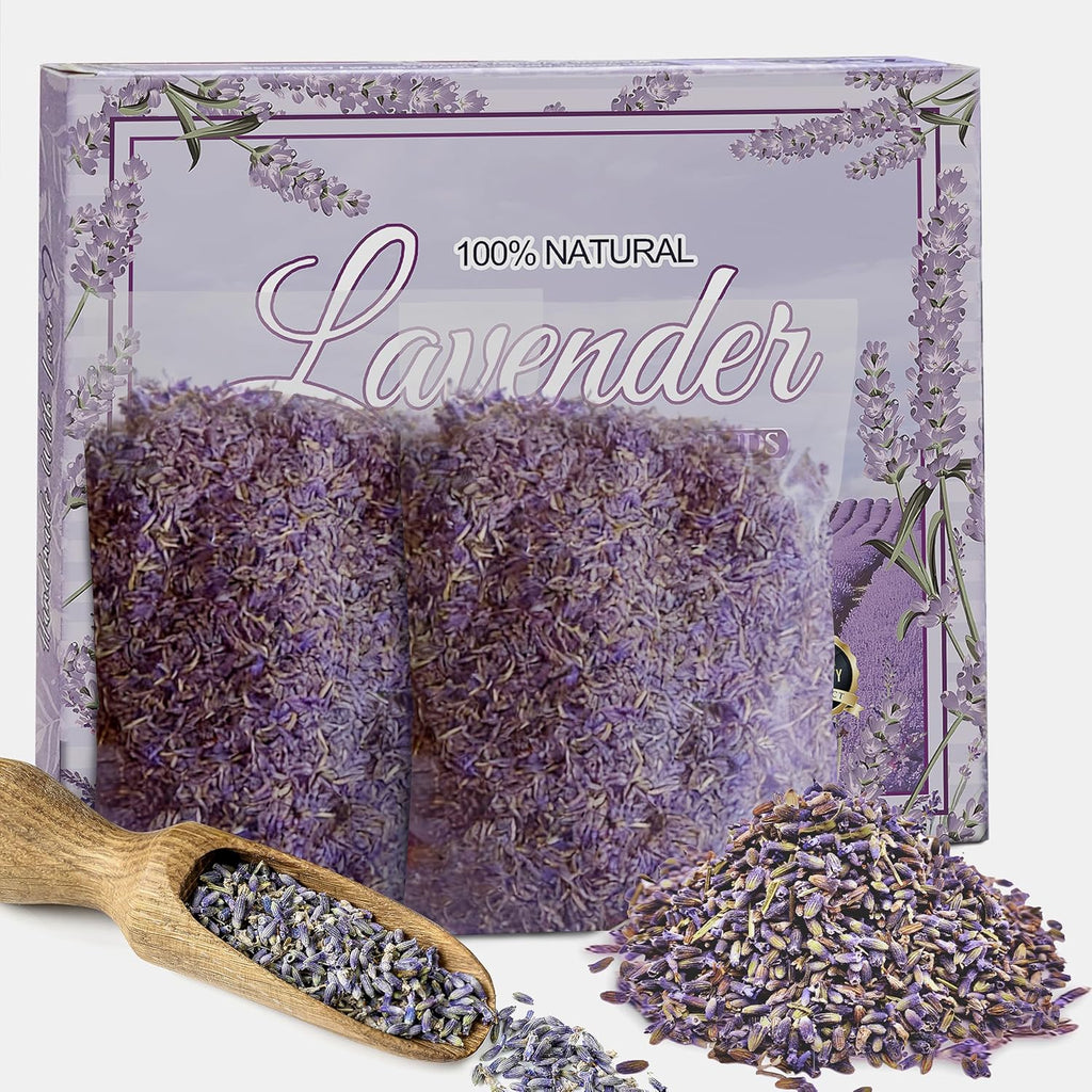 2 Pack Dried Lavender Flowers - Make Sachets for Drawers and Closets