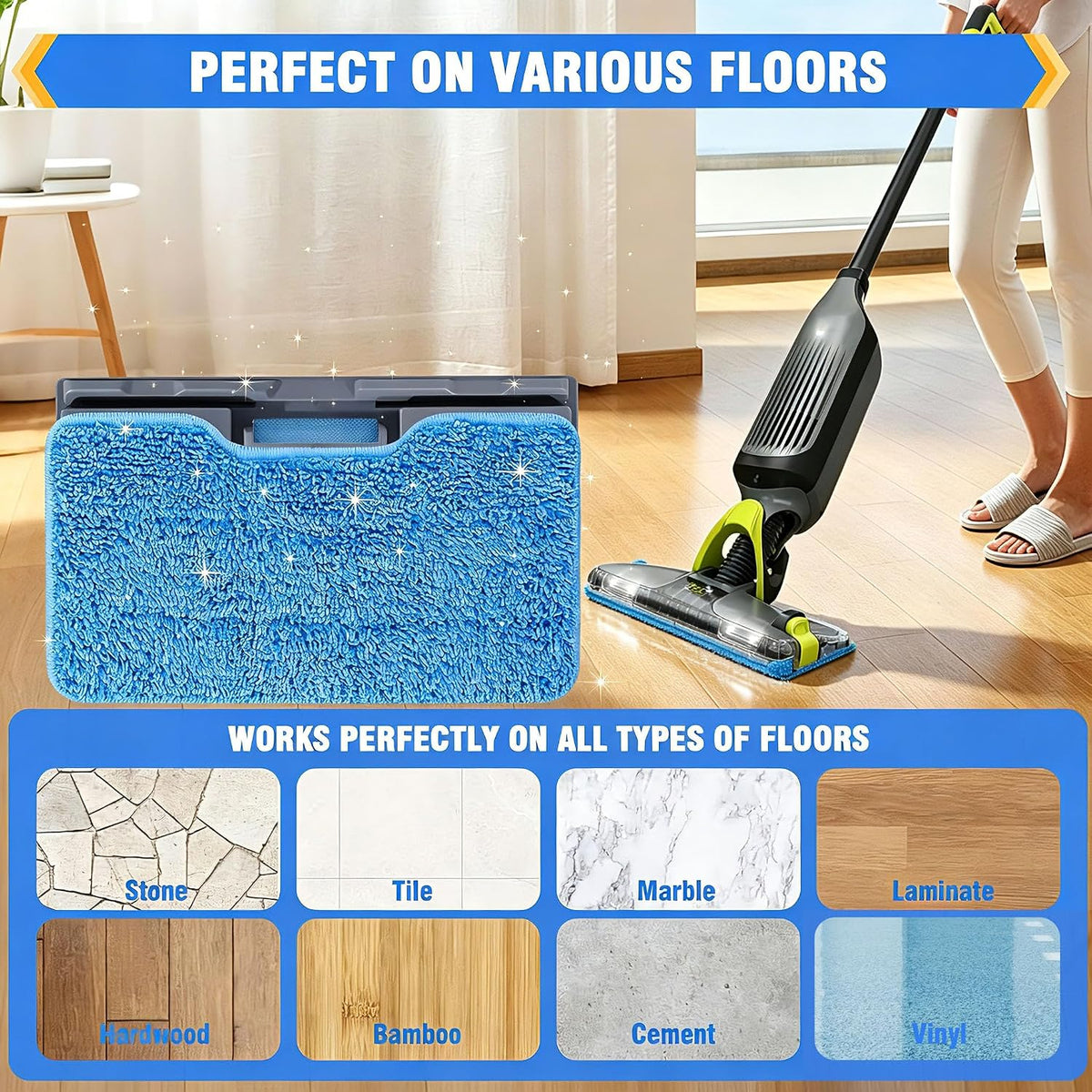 Reusable Vac Mop Replacement Pads Compatible with Shark Vacmop