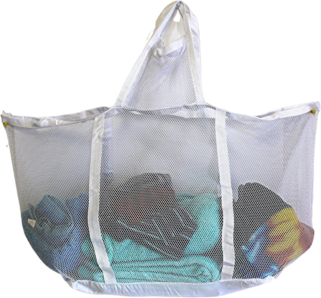Large Soft Nylon Mesh Laundry Basket with Handles Portable and Collapsible For Dirty and Clean Laundry Home Travel College Dorm Also Ideal For Toys and Sporting Goods