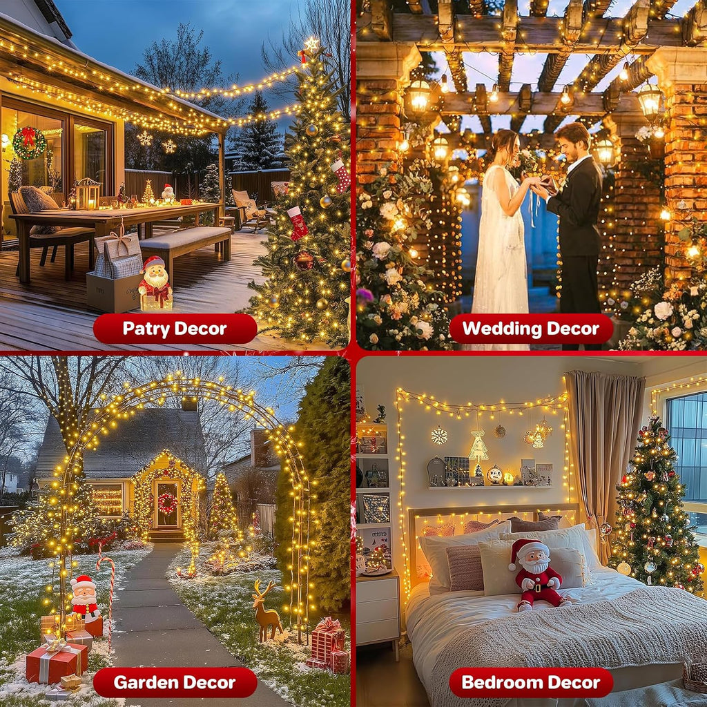 132FT 400 LED Christmas Lights, Twinkle Xmas Lights with 8 Modes and Timer, Outdoor Waterproof Christmas Tree Lights for Room Bedroom Wedding Party Holiday Decorations, Warm White