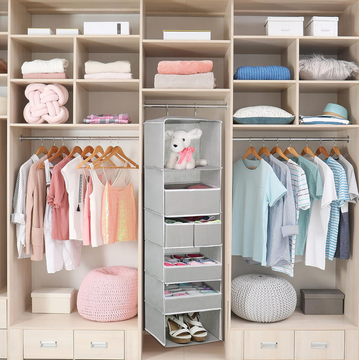 Simple Houseware 6 Shelf Hanging Closet Organizer with 5 Drawers Storage