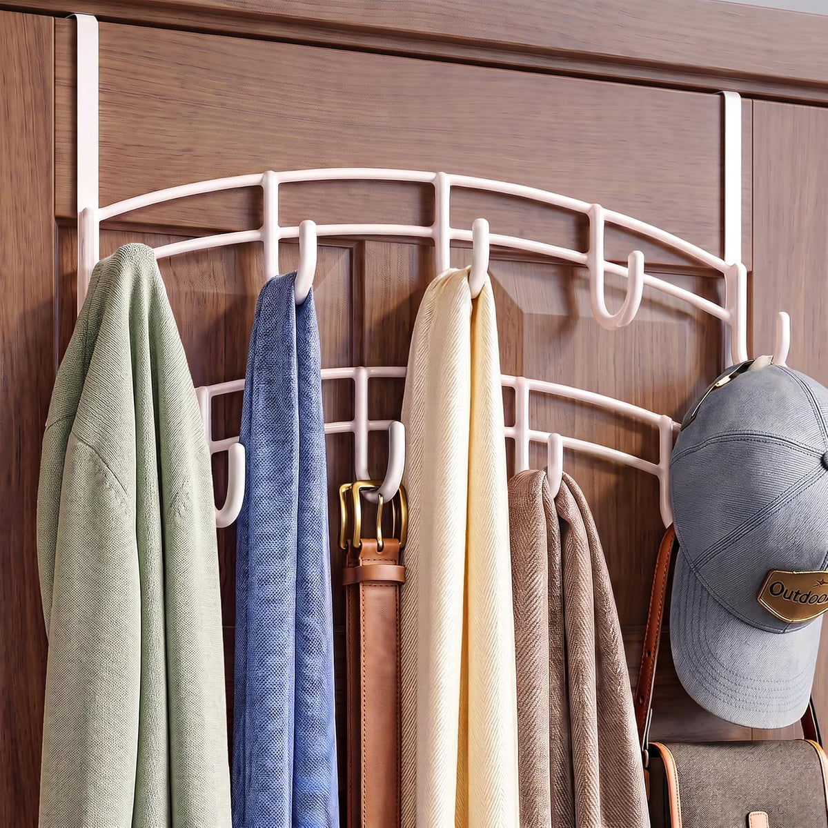 LYNK Professional® Home™ Over the Door Hooks - 9 Hook – Over the Door Coat Rack - Over the Door Hanger - Hanging Towels or Clothes - Bathroom, Bedroom, Laundry Room - Lifetime Ltd. Warranty, White
