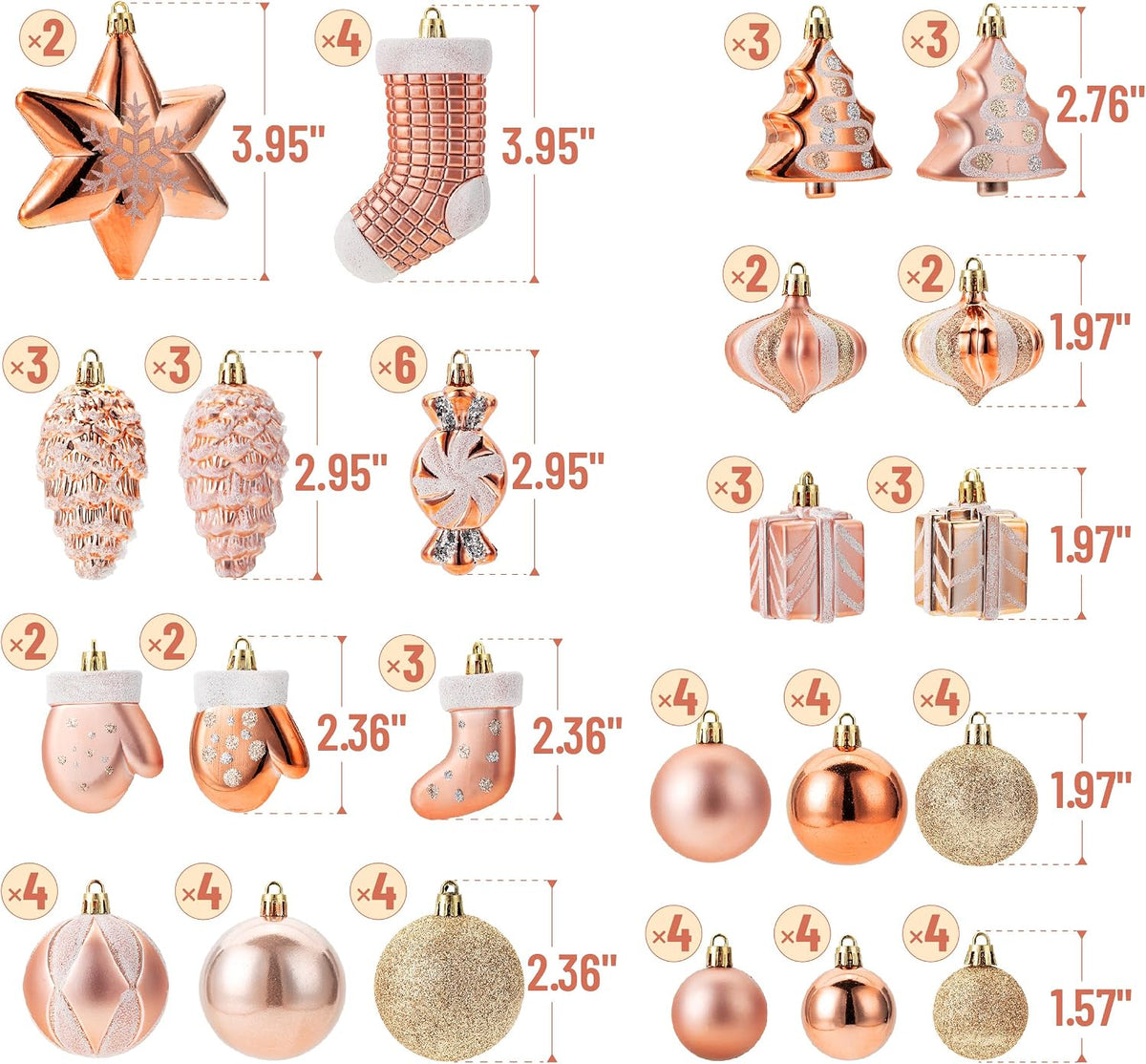 Mr. Pen- Assorted Christmas Tree Ornaments Set, 77 pcs