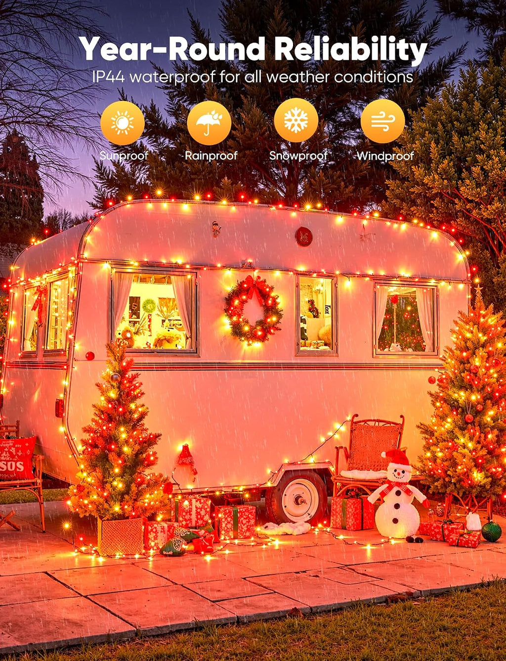 Brightown Christmas Lights Battery Operated, 4 Pack Total 132FT 400 LED