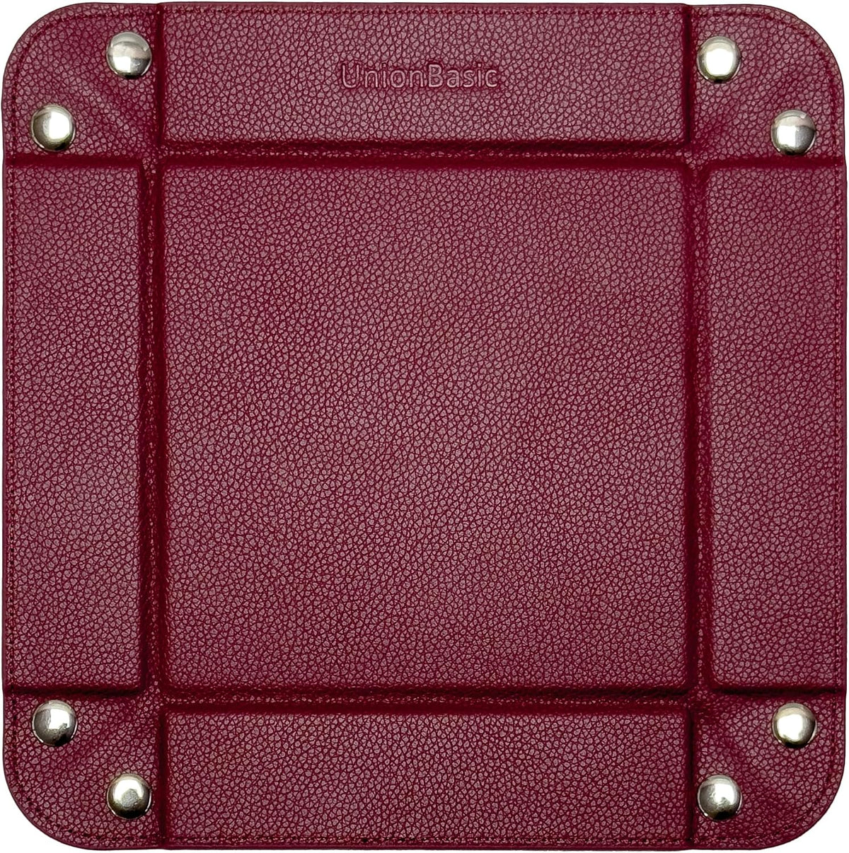 UnionBasic Small Jewelry Tray for Rings Watches Earrings, Entryway Catchall Caddy for Coins Keys Change, Nightstand Bedside Valet Holder, Trays for Electronic Gadgets, Lychee Burgundy