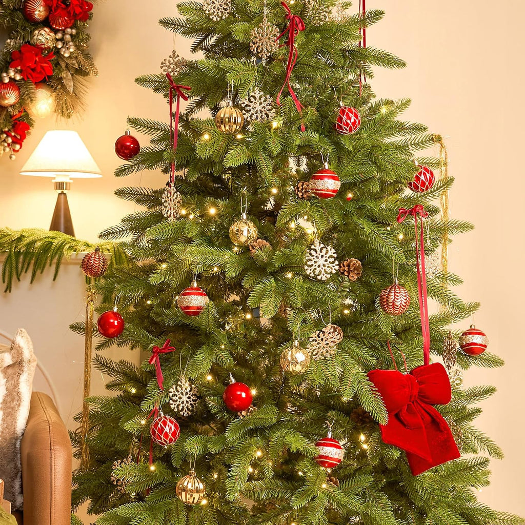 JORNOY 16CT 2.36 Inch Christmas Tree Ornaments, Red & Gold