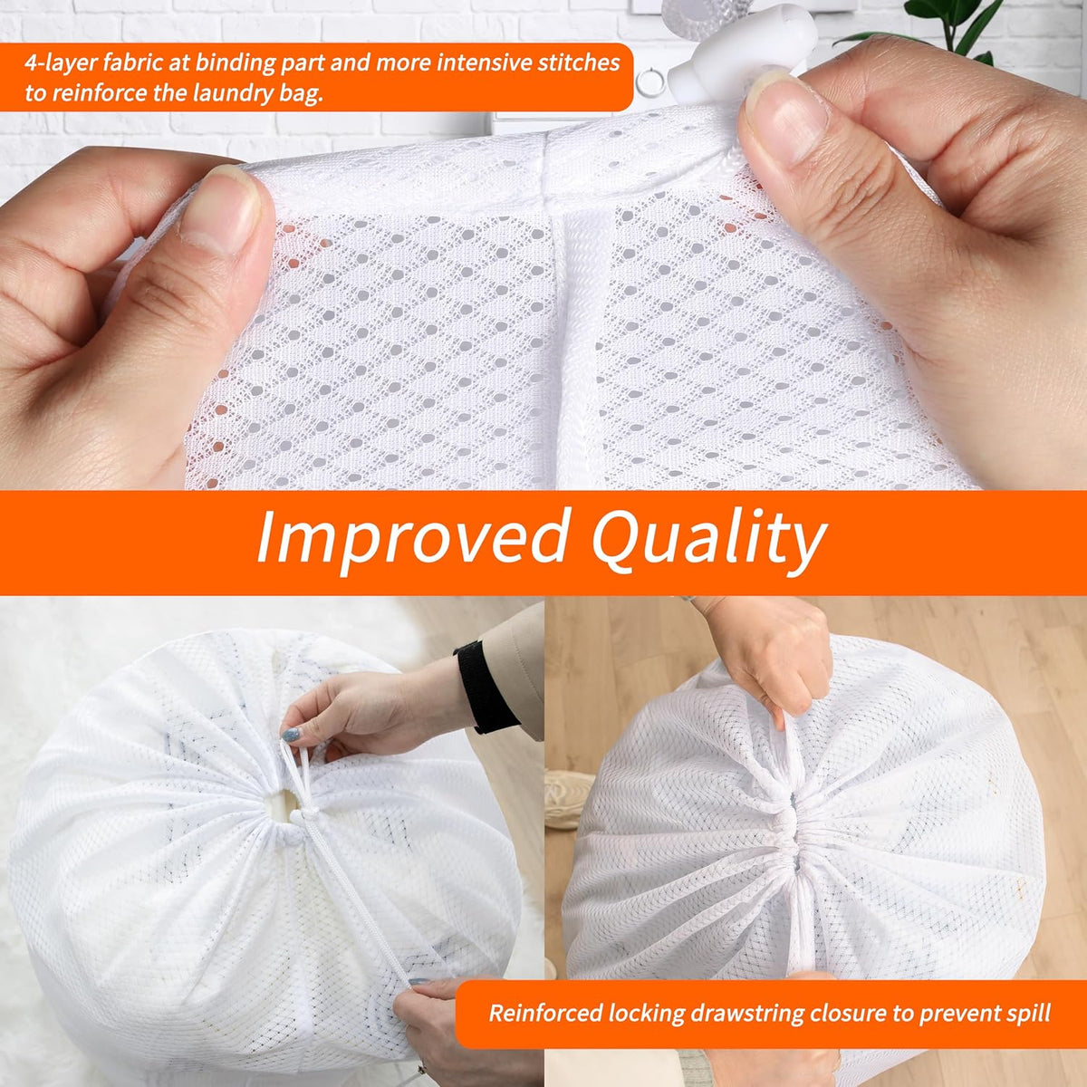 Polecasa Extra Heavy Duty Diamond Large Mesh Laundry Bag, 24x36", White