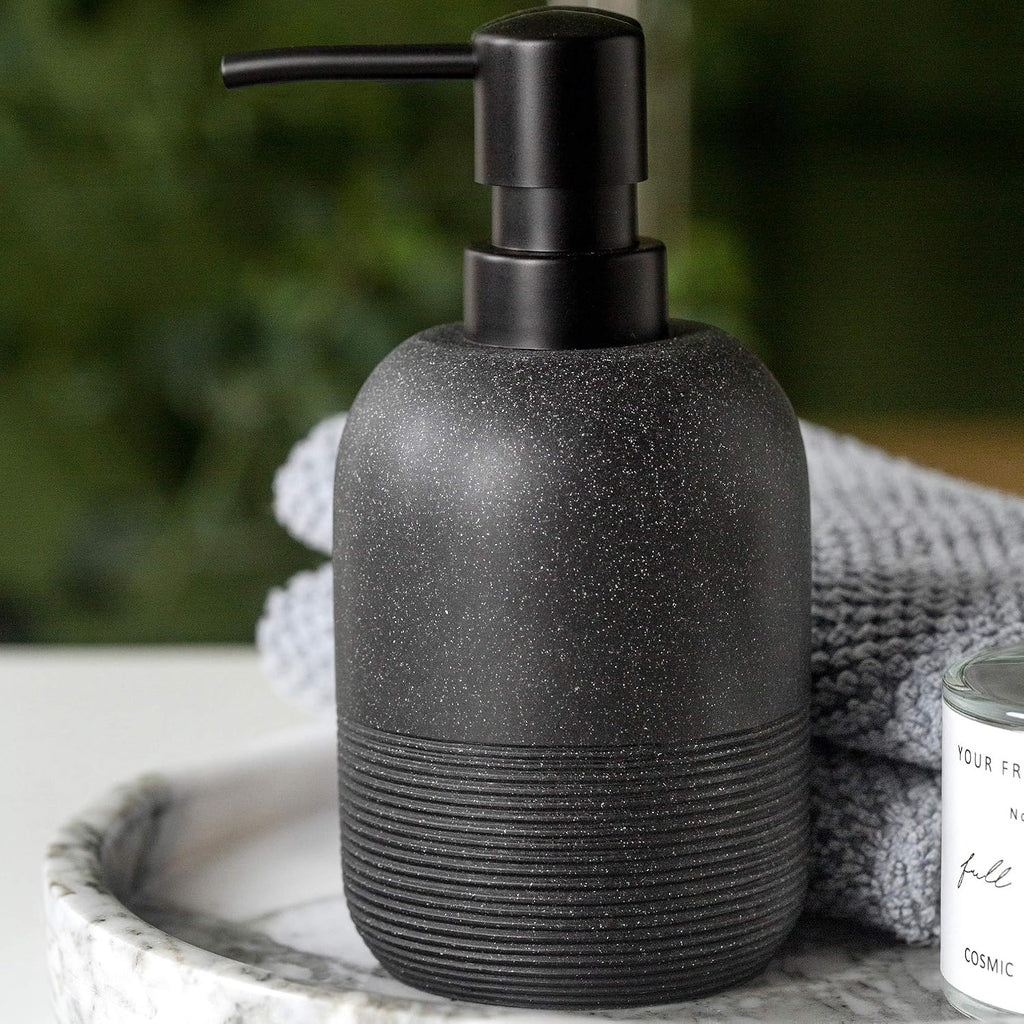 GalDal Matte Black Soap Dispenser Sets with Pump,Hand Soap and Lotion Dispenser for Bathroom Countertop,Morden Soap Dispenser for Kitchen-10.6oz.