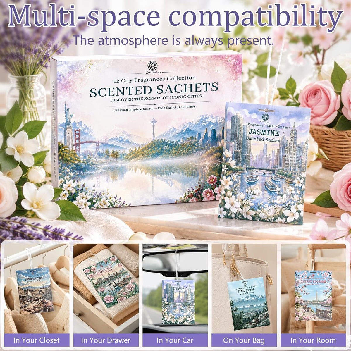Scented Sachets for Drawers & Closets, 12 Scents Variety Pack