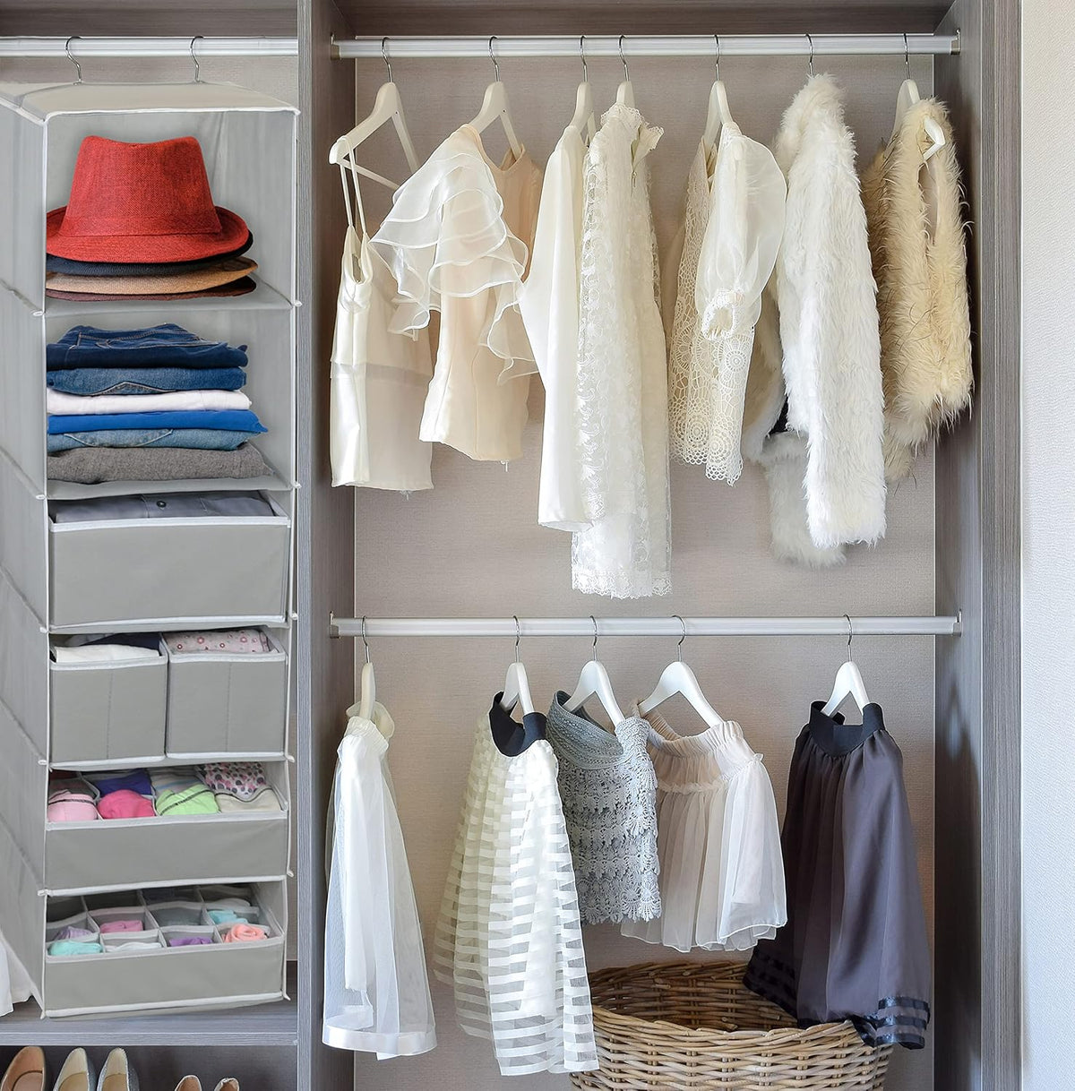 Simple Houseware 6 Shelf Hanging Closet Organizer with 5 Drawers Storage