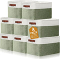 Uiifan 16 x 12 x 10 Inch 8 Pack Fabric Storage Baskets with Handles, Green