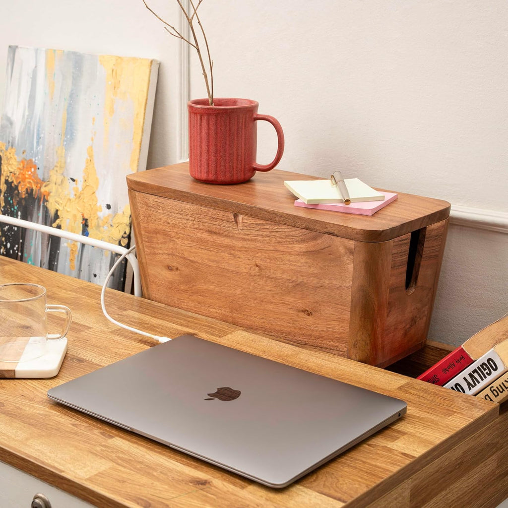 Extra Large Cable Management Box, Power Strip & Cord Hider, Desk Organizer