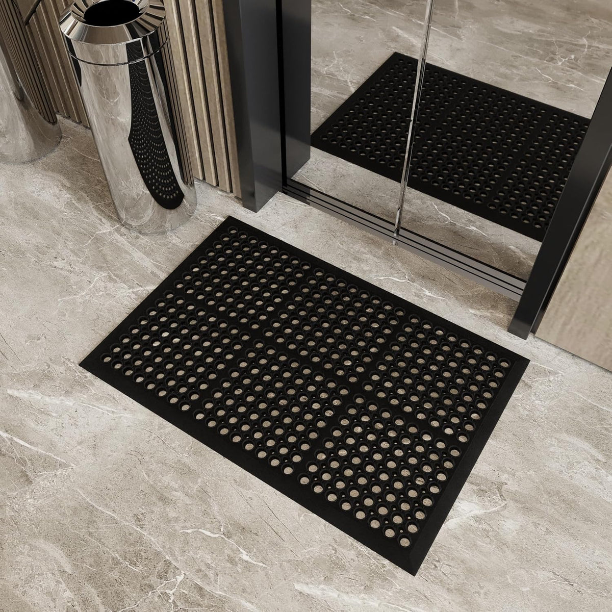 Ottomanson Heavy Duty Rubber Floor Mat – Non-Slip, Waterproof, Easy to Clean – Anti-Fatigue Mat for Commercial Kitchens, Restaurants, Workshops – Oil Resistant, Hose Washable – 24" x 36", Black