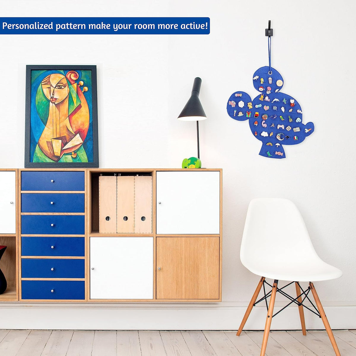 Hanging Enamel Pin Display Banner, Pin Board (Black+blue)