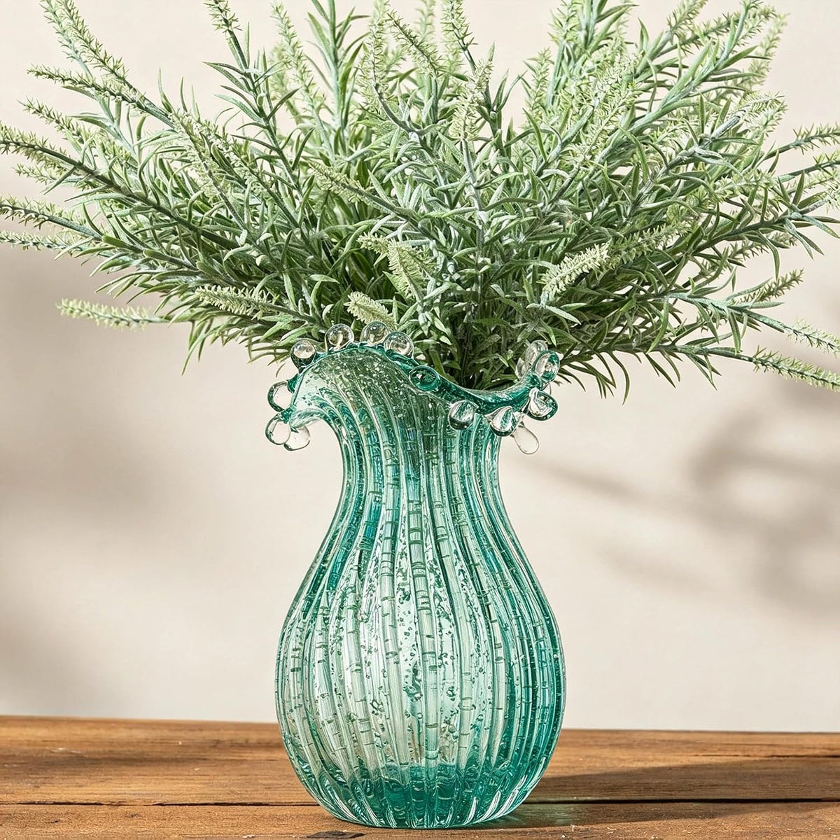 QFkris Luminous Blown Glass Vase for Flowers Decorative Centerpieces
