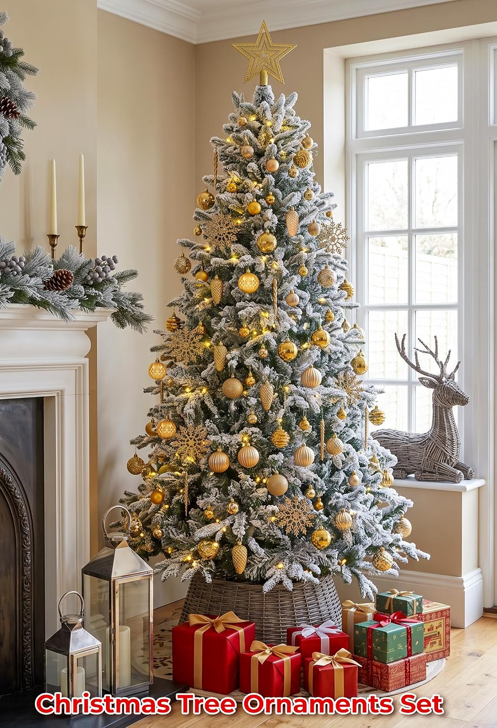 Brightown 100Pcs Christmas Tree Decorations Ornaments Set, Gold