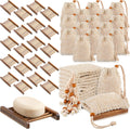 Soap Dish Set Wood Holder Saver Bulk, Carbonized Color, 40 Pcs