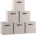 Ornavo Home 13x13 Foldable Fabric Storage Cube Bins, 6 Pack, Beige