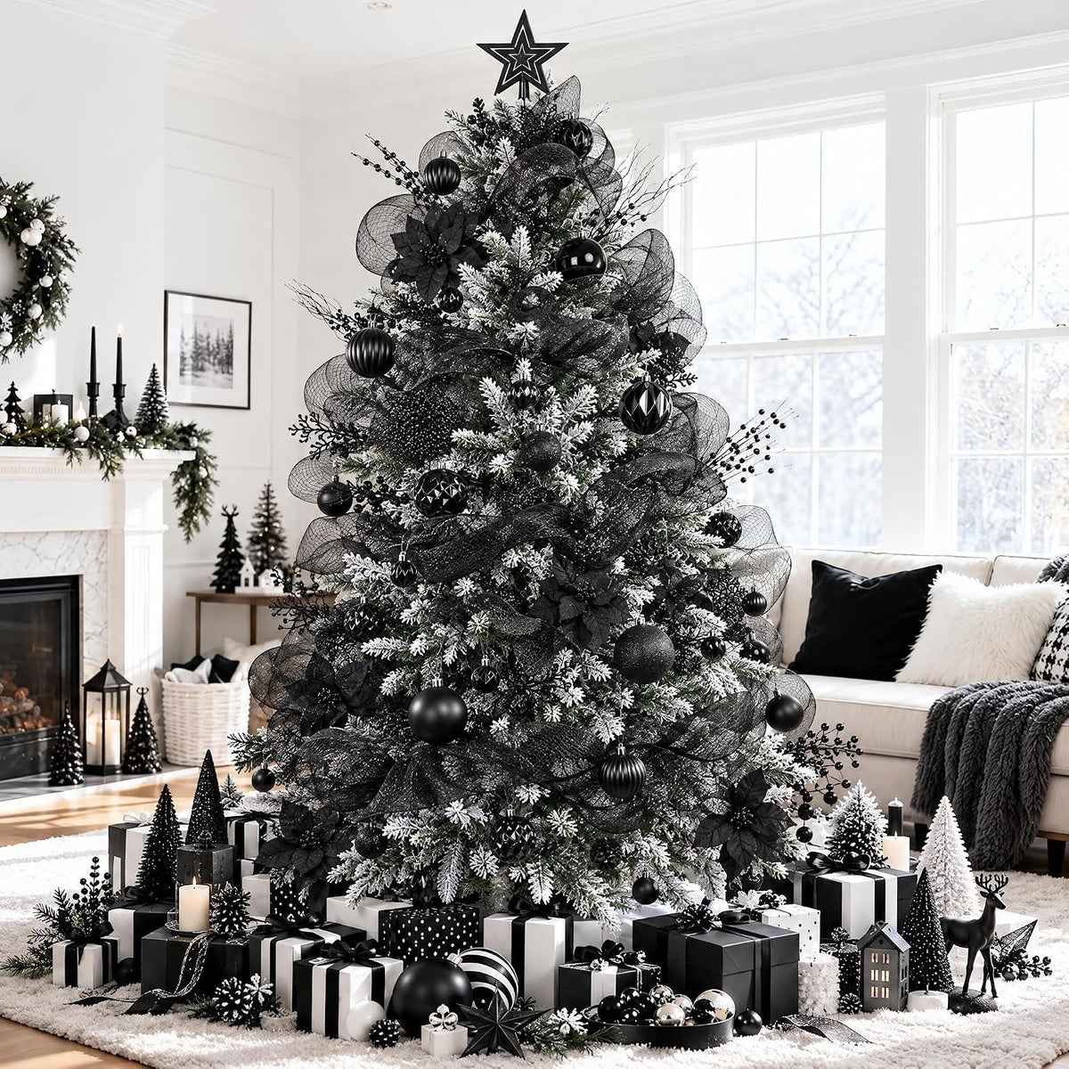 Ouddy Decor 105 Pcs Black Christmas Tree Ball Ornaments Decorations Set