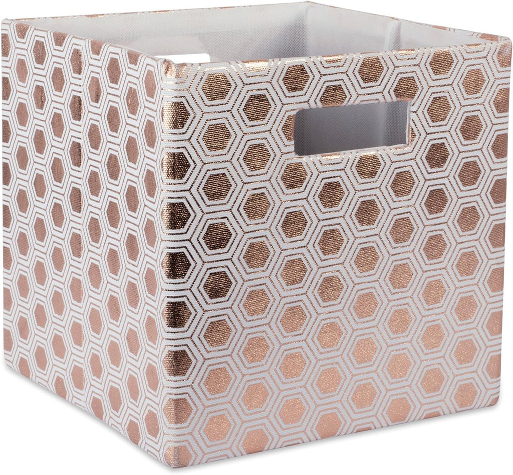 DII Collapsible Polyester Storage Cube, Honeycomb, Copper, Small