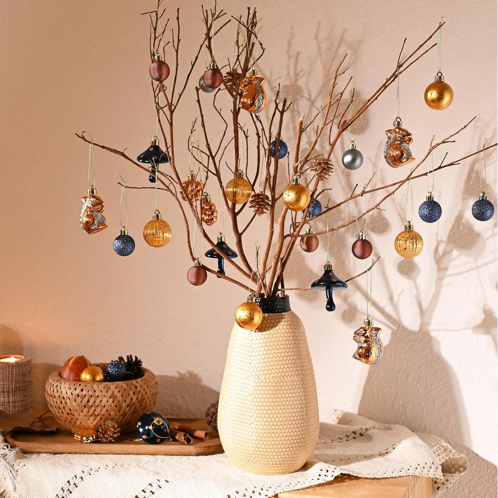 DecorbyHannah 45ct Mini Christmas Ornaments Set Tree Decoration Blue Copper