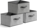 11 inch Storage Baskets, Woven Fabric Bins, Storage Cubes with Reinforced Handles, Organizer Bins for Closet Shelves, Foldable, for Clothes (Gray, 3PCS/11*11*7.8inch)