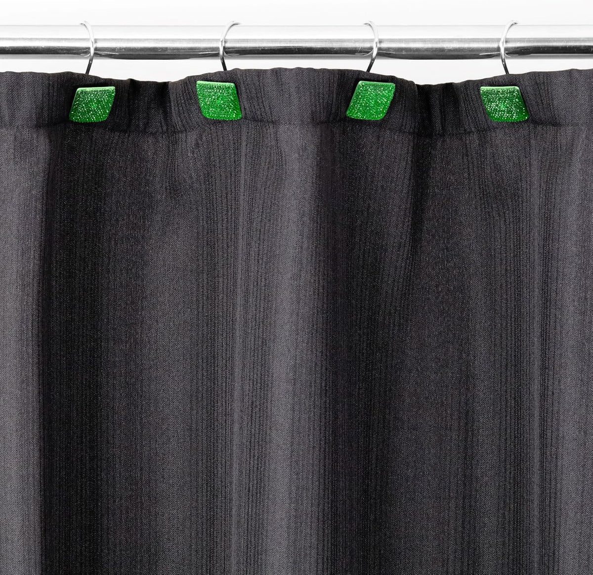 Green Bling Shower Curtain Hooks: Christmas Bathroom Curtain Rings, 12Pcs
