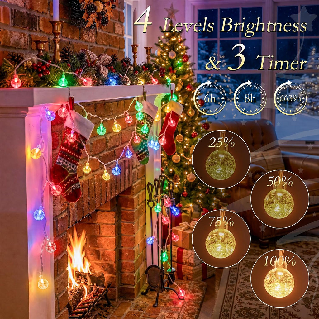 Globe String Lights USB 50FT 100 LED Warm White & Multicolor Changing