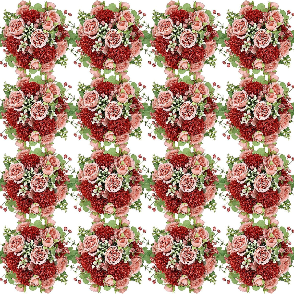16 Pcs Peonies Artificial Flowers Bundles - Terracotta
