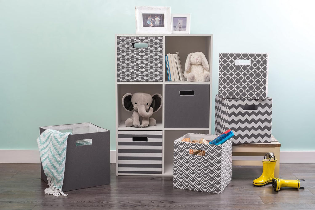 DII Hard Sided Collapsible Fabric Storage Container for Nursery, Offices, & Home Organization, (11x11x11) - Lattice Gray