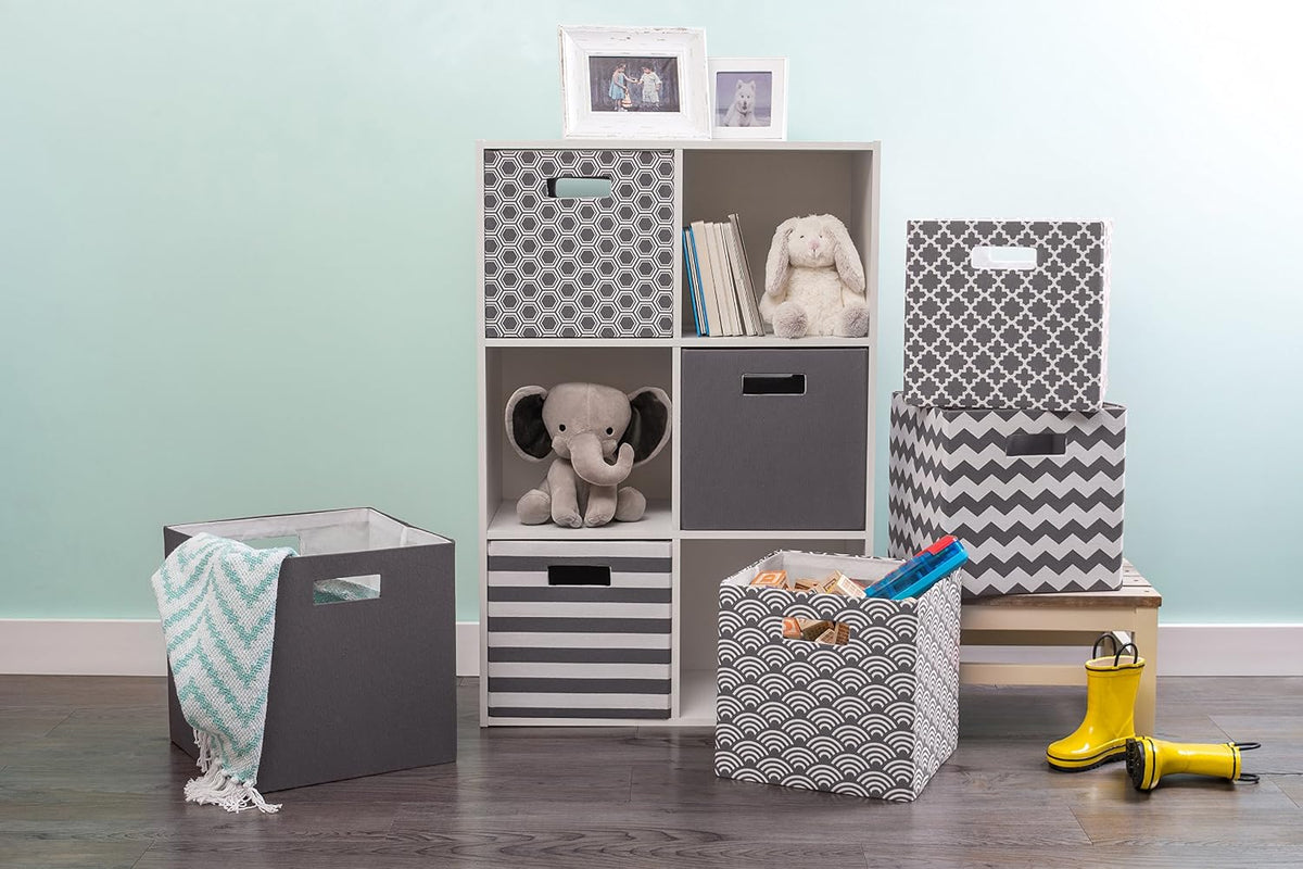 DII Hard Sided Collapsible Fabric Storage Container for Nursery, Offices, & Home Organization, (11x11x11) - Lattice Gray